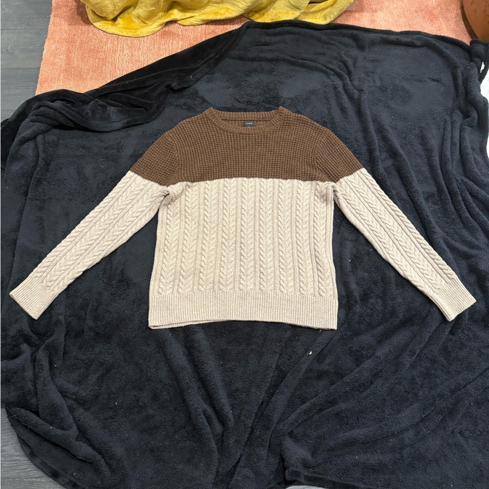 J. Crew Two-Tone Brown & Cream Knit Sweater